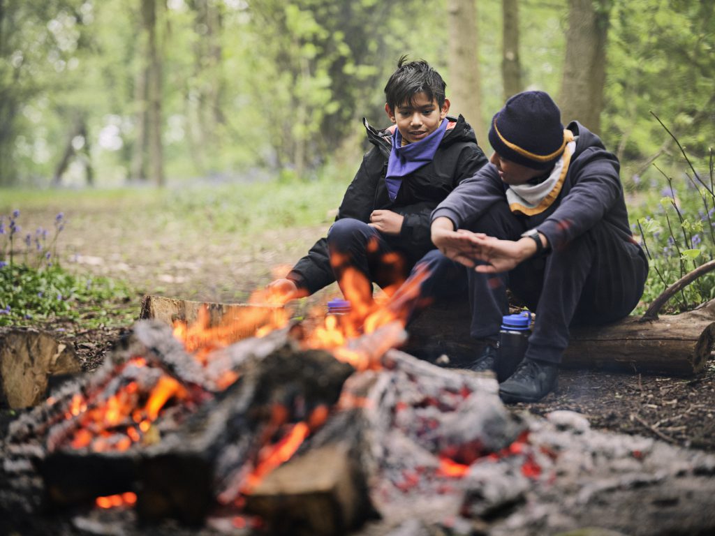 Scouts making fire